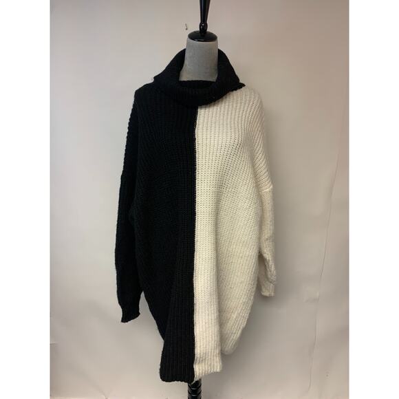 Eloquii Sweater Womens Size 22/24 Tunic Colorblocked Turtleneck Dropped Shouder - Picture 1 of 11